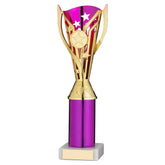 GOLD/PURPLE PLASTIC 'FLASH' CUP ASSEMBLED ON MARBLE (1in CEN) - 10in